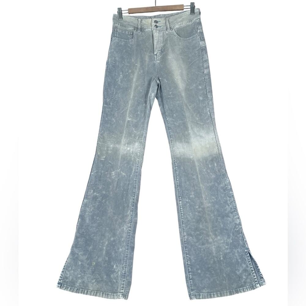 We The Free Crvy Blue White Velvet High Rise Flare Pants Women’s 29 Boho Hippie
